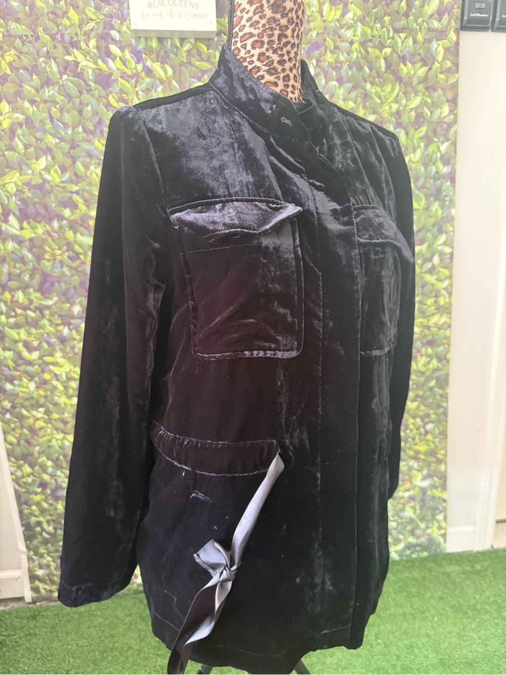 Women's Black Velvet Utility Jacket 100
